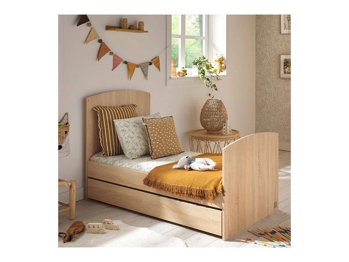 Chambre bébé évolutive Access, Lit 140x70 et Commode à langer - Chêne doré ACCESS - Sauthon