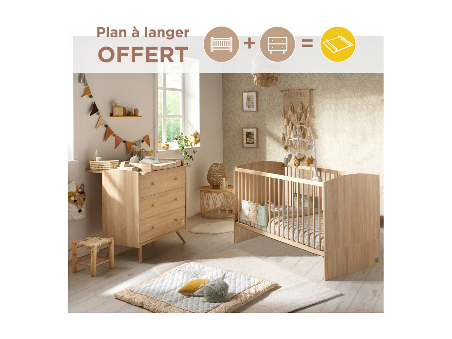 Cameretta Access, letto 140x70cm e cassettiera - Quercia Dorata