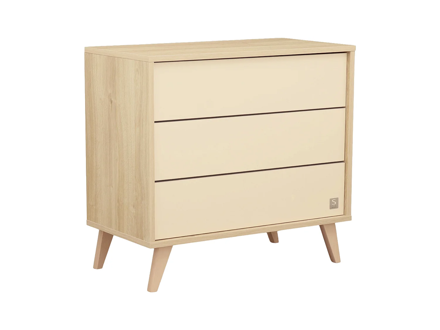 Chambre bébé évolutive Mélinée, Lit 120x60 évolutif et Commode à langer 3 tiroirs - Chêne sépia MELINEE - Sauthon