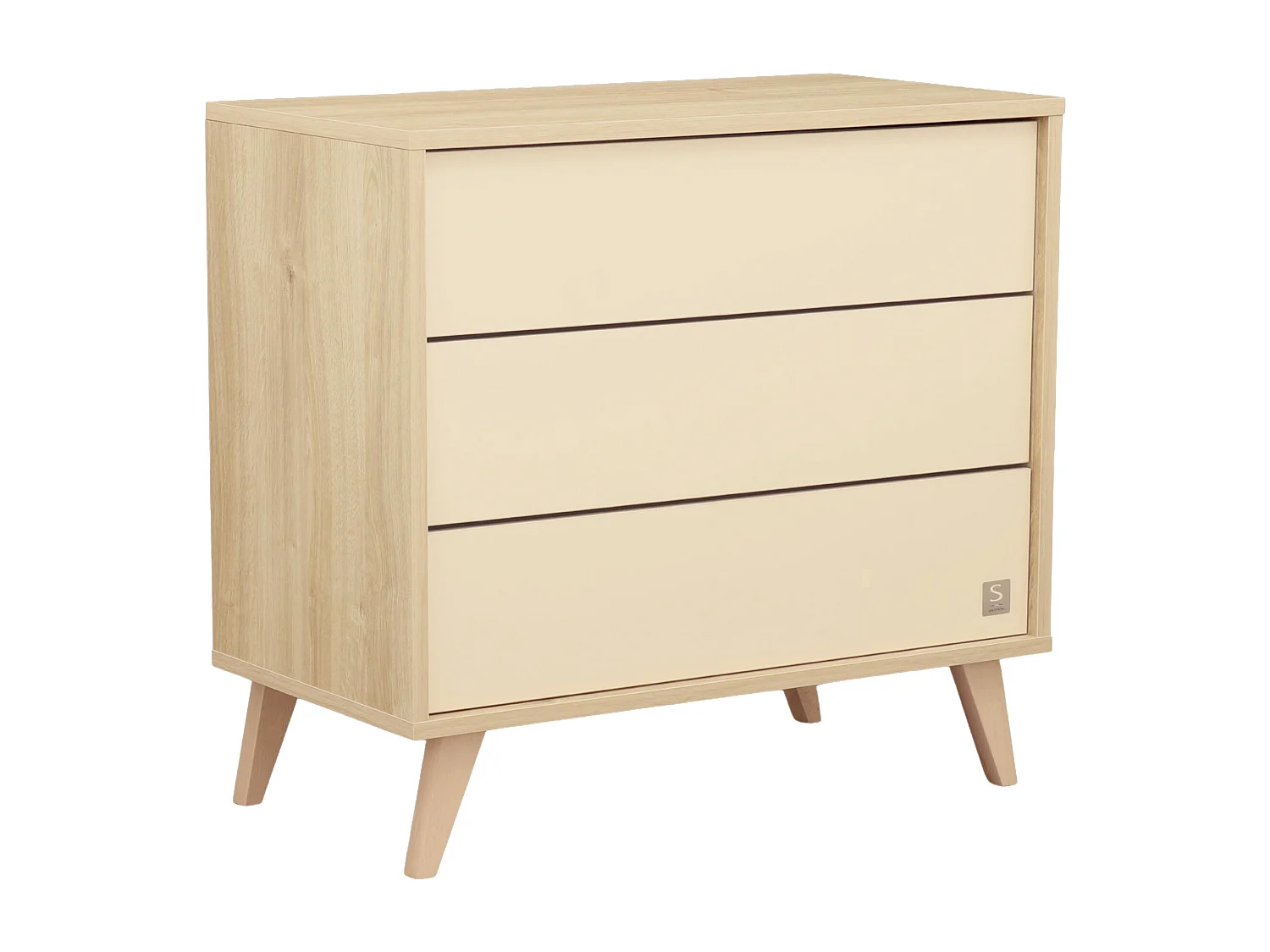 Chambre bébé évolutive Mélinée, Lit 120x60 évolutif et Commode à langer 3 tiroirs - Chêne sépia MELINEE - Sauthon