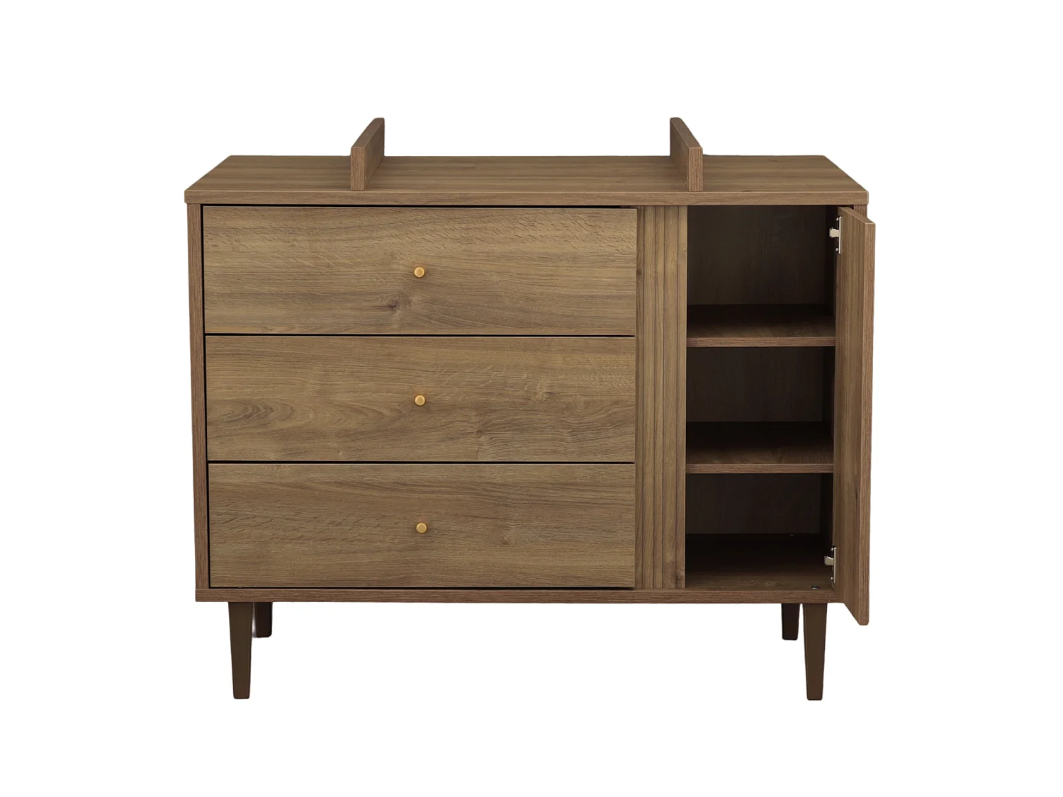 Evolving babykamer Mokka, Evolving bed 140x70 en commode - Chêne Mokka