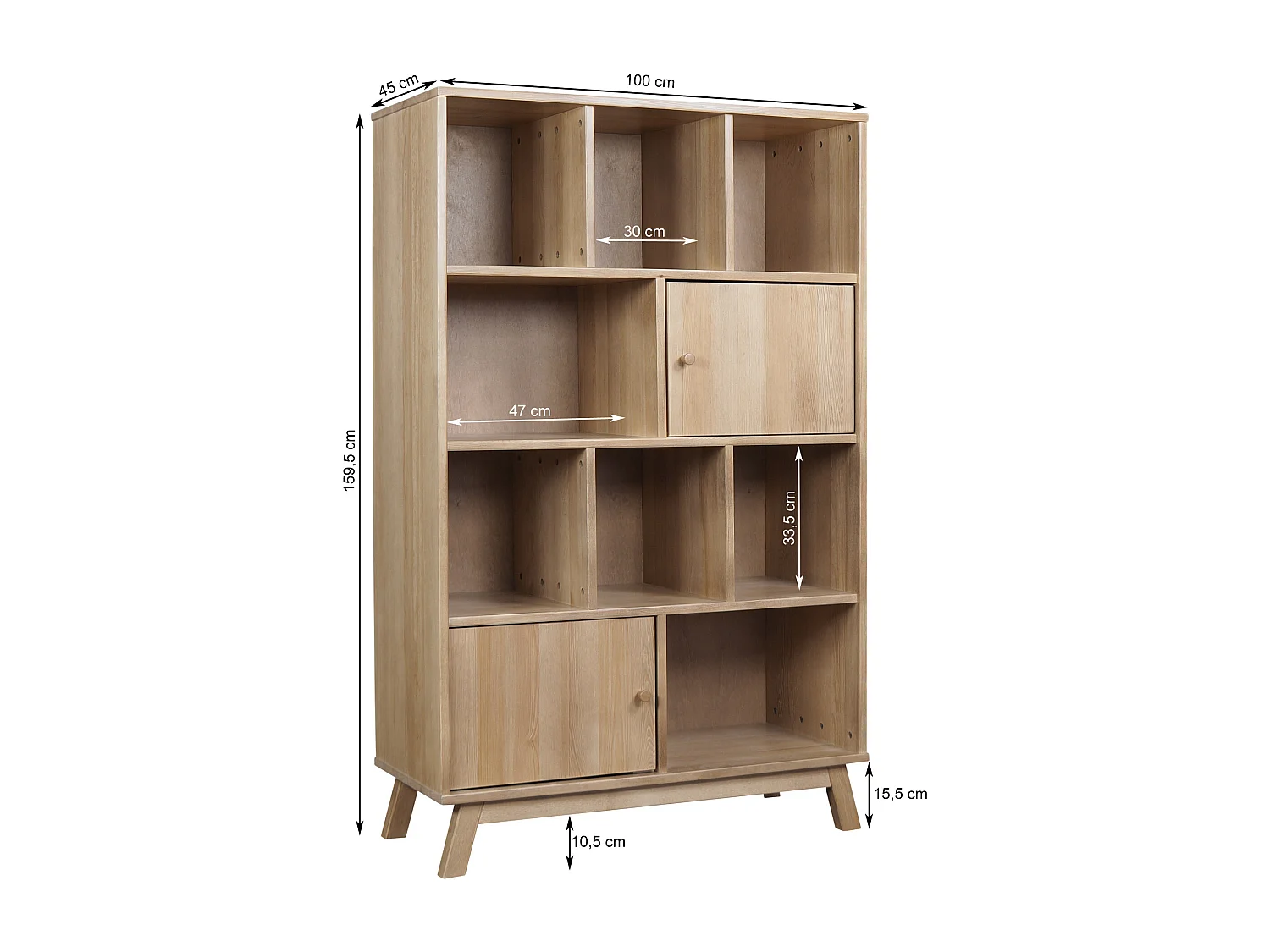 Regał drewniany 160x100 cm z półkami Oregon, kolor dębowy