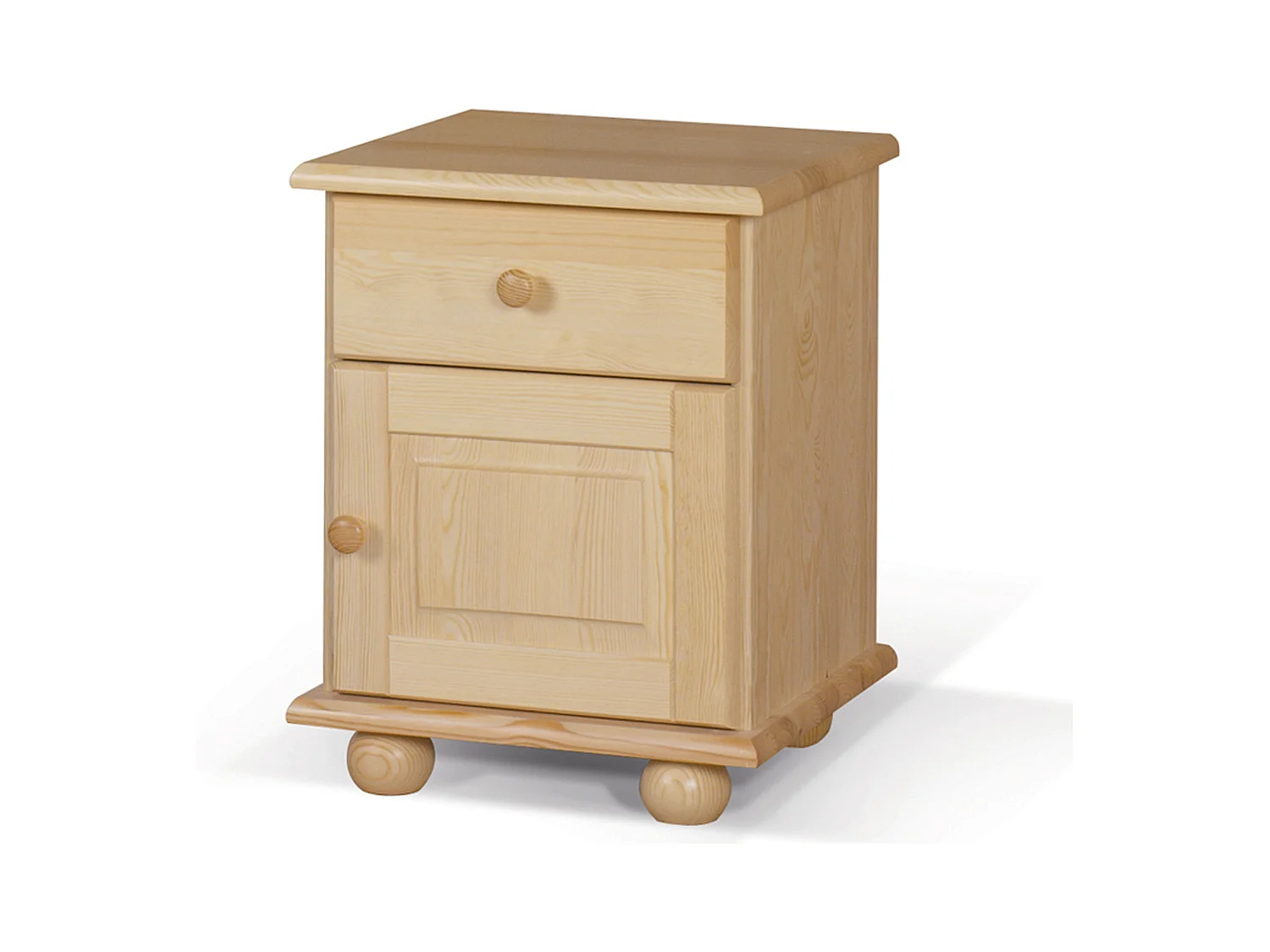 Szafka nocna z drewna litego, sosnowa z szufladą i drzwiczkami P OLIVER