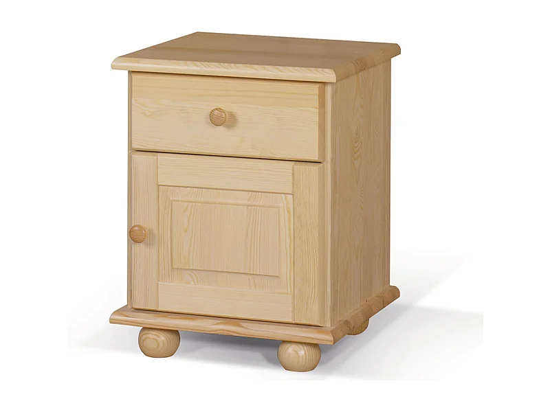 Szafka nocna z drewna litego, sosnowa z szufladą i drzwiczkami P OLIVER
