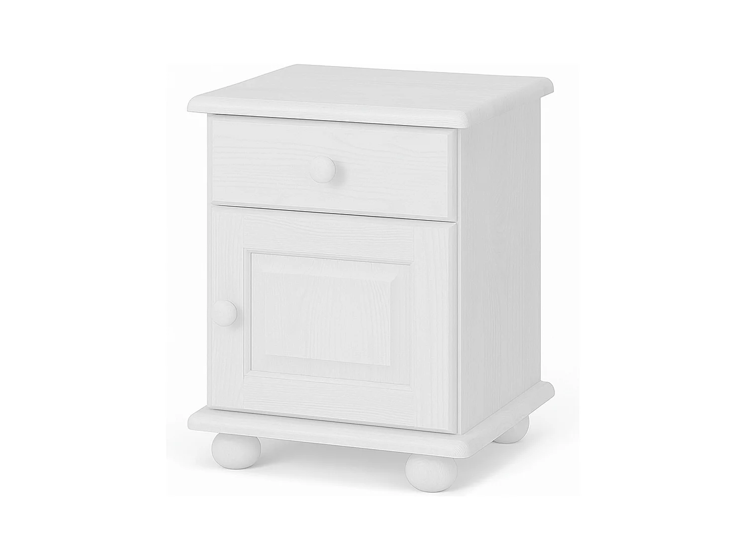 Szafka nocna z drewna litego, biała, z szufladą i drzwiczkami P OLIVER