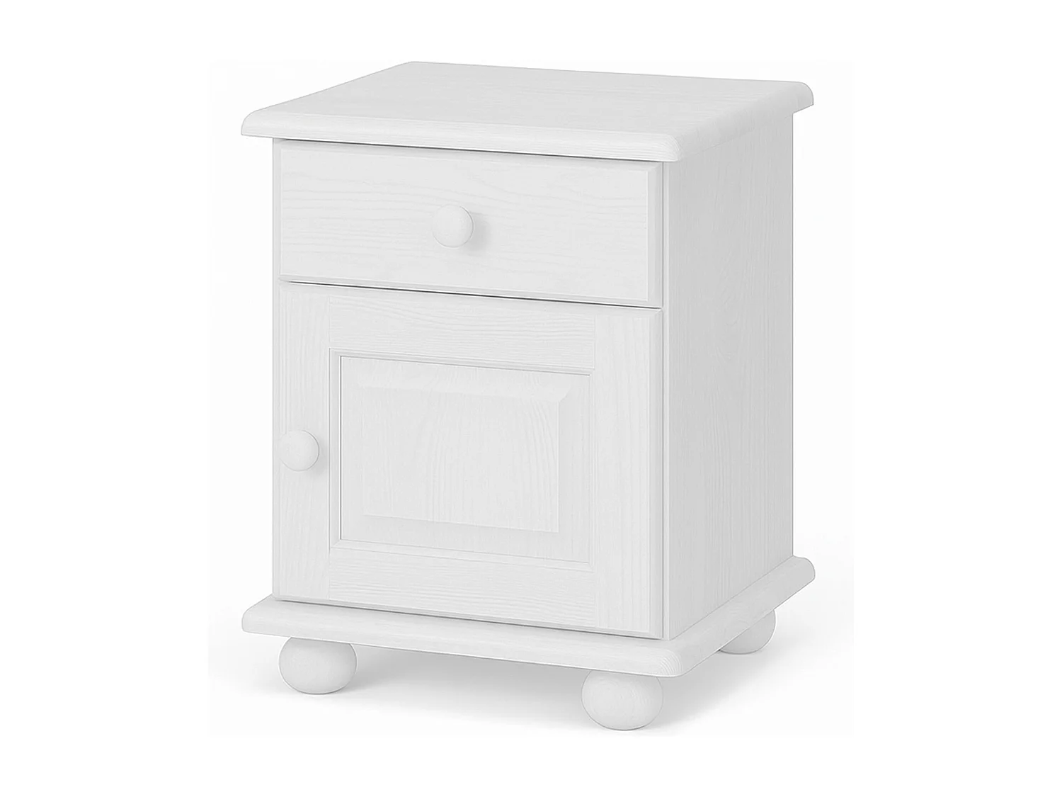 Szafka nocna z drewna litego, biała, z szufladą i drzwiczkami P OLIVER