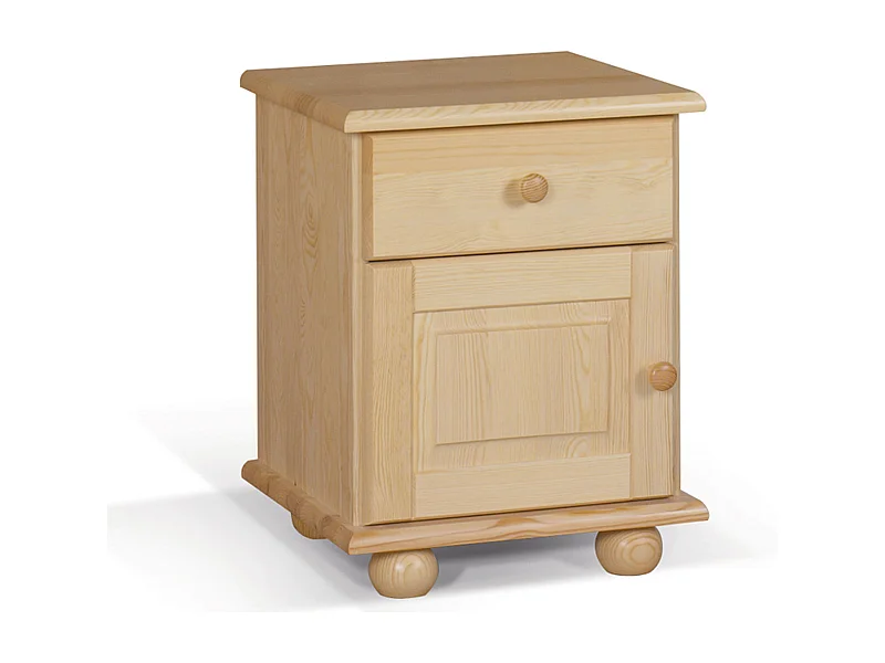 Szafka nocna z drewna litego, sosnowa z szufladą i drzwiczkami L OLIVER