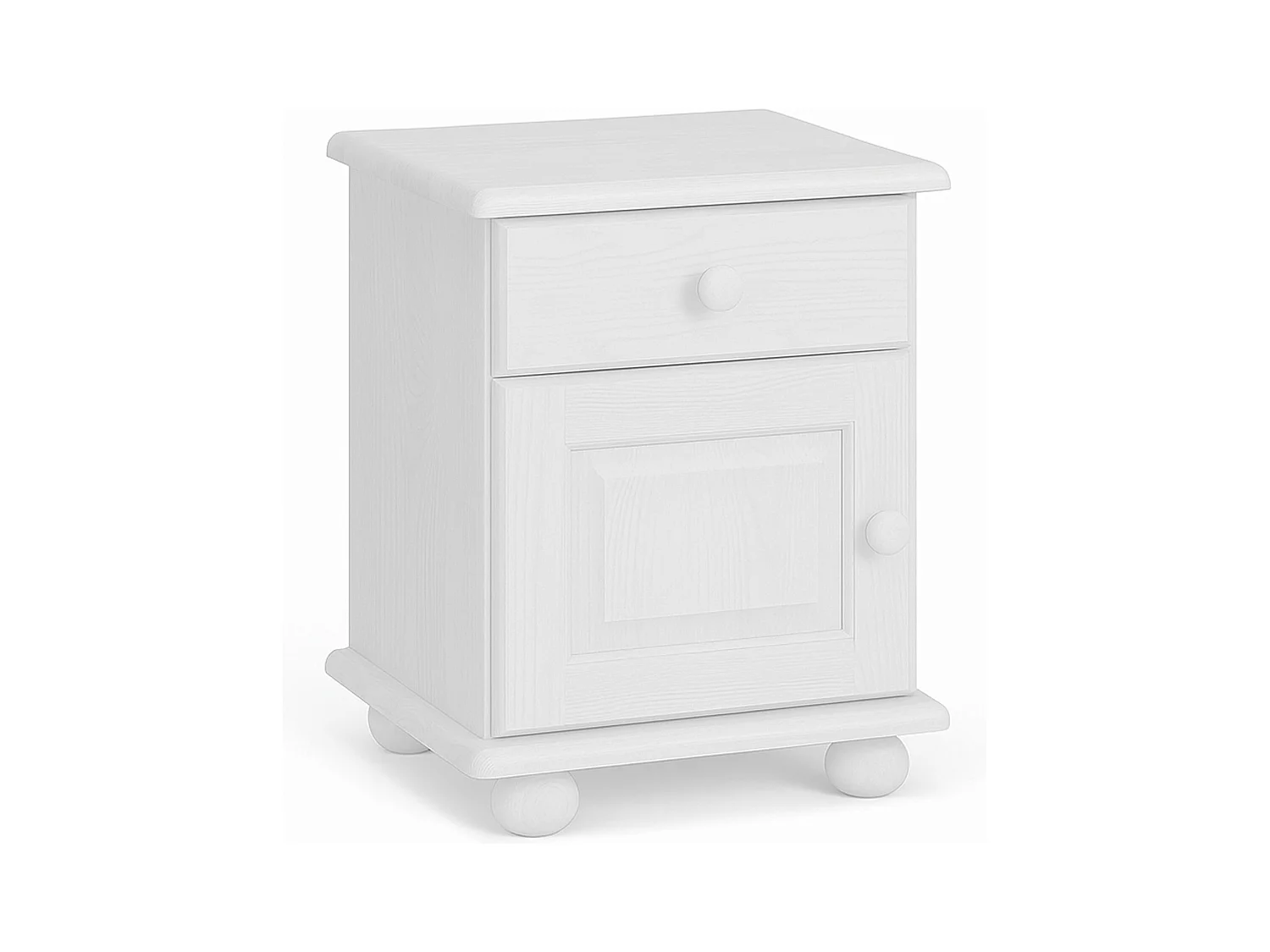 Szafka nocna z drewna litego, biała, z szufladą i drzwiczkami L OLIVER