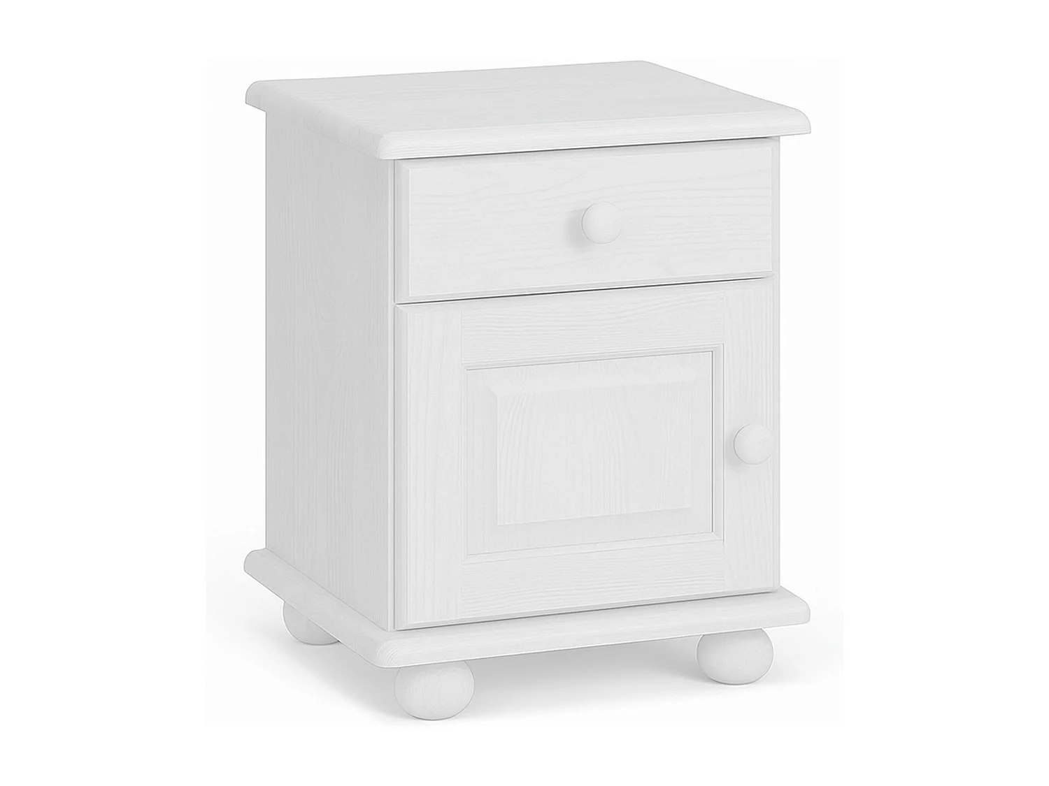 Szafka nocna z drewna litego, biała, z szufladą i drzwiczkami L OLIVER