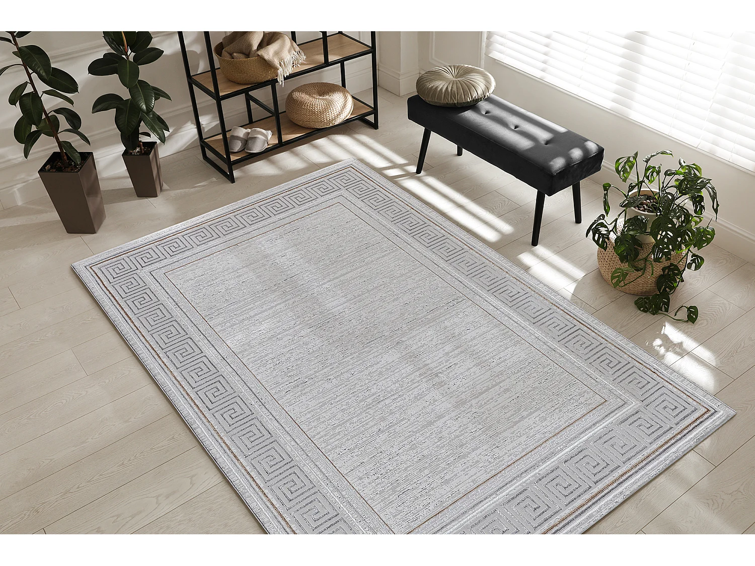 Tapis Mila brillant, classique brillant, Gris, 200 x 290 cm