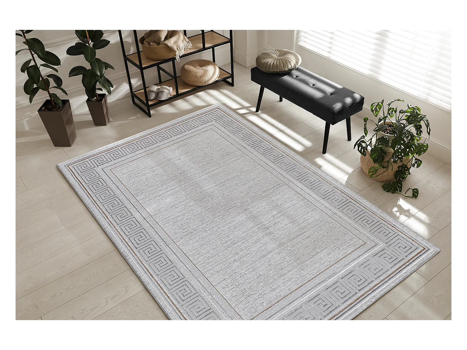 Tapis Mila brillant, classique brillant, Gris, 200 x 290 cm