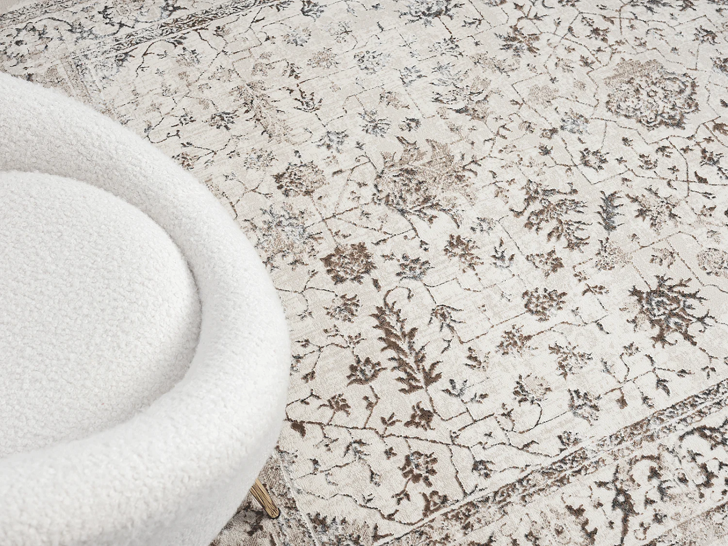 Tapis Mila brillant, classique vintage, Crème, 160 x 230 cm