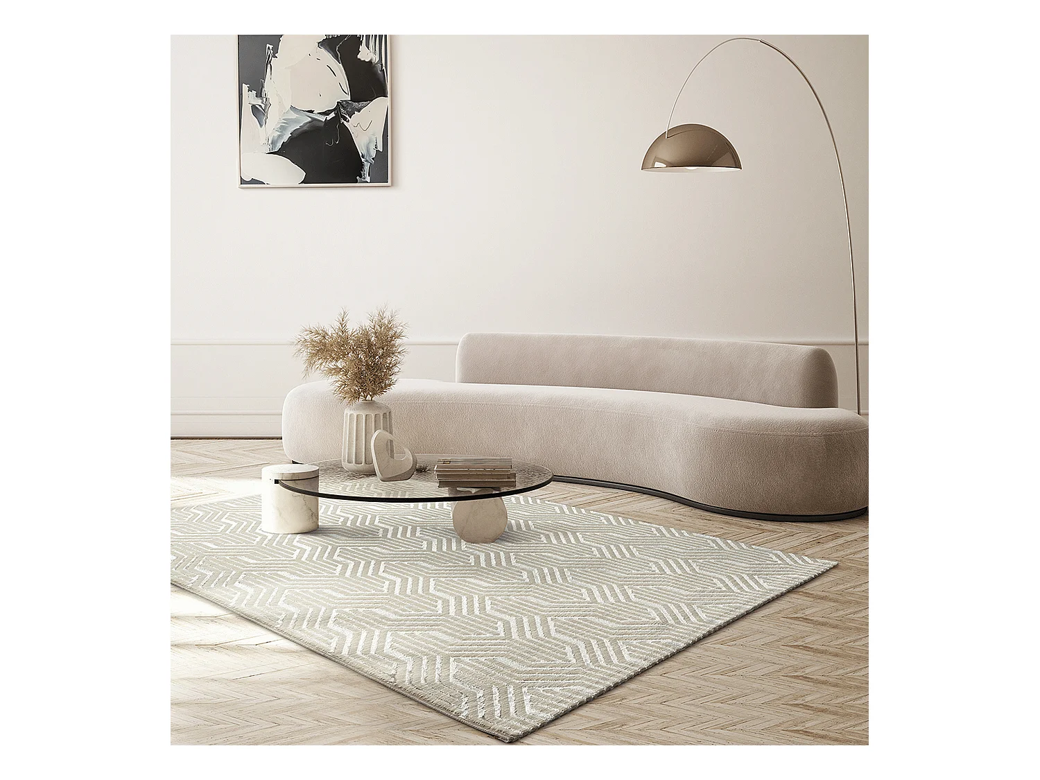 Tapis Mila conception, élégant conception, Crème, 120 x 170 cm