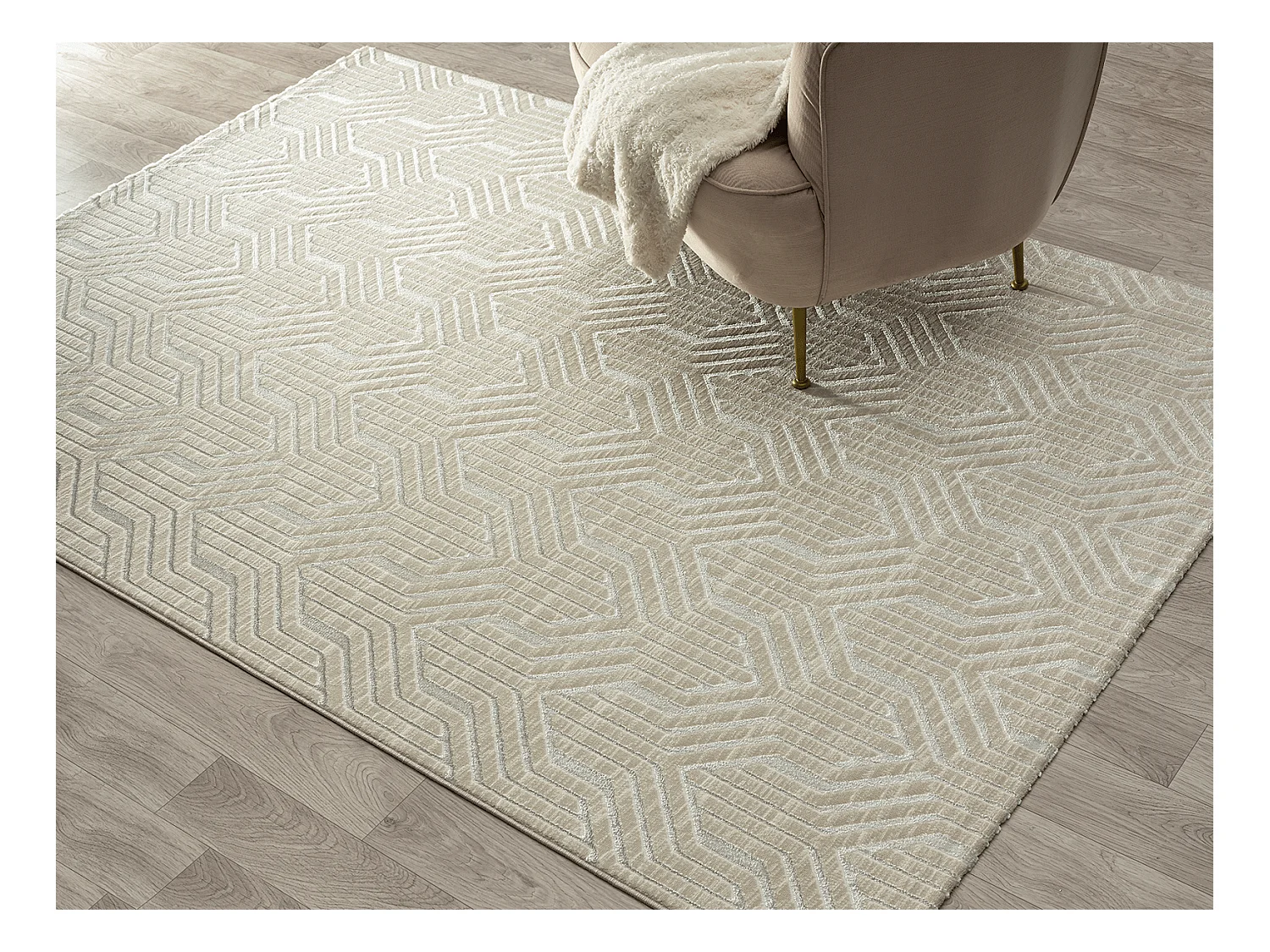 Tapis Mila conception, élégant conception, Crème, 120 x 170 cm