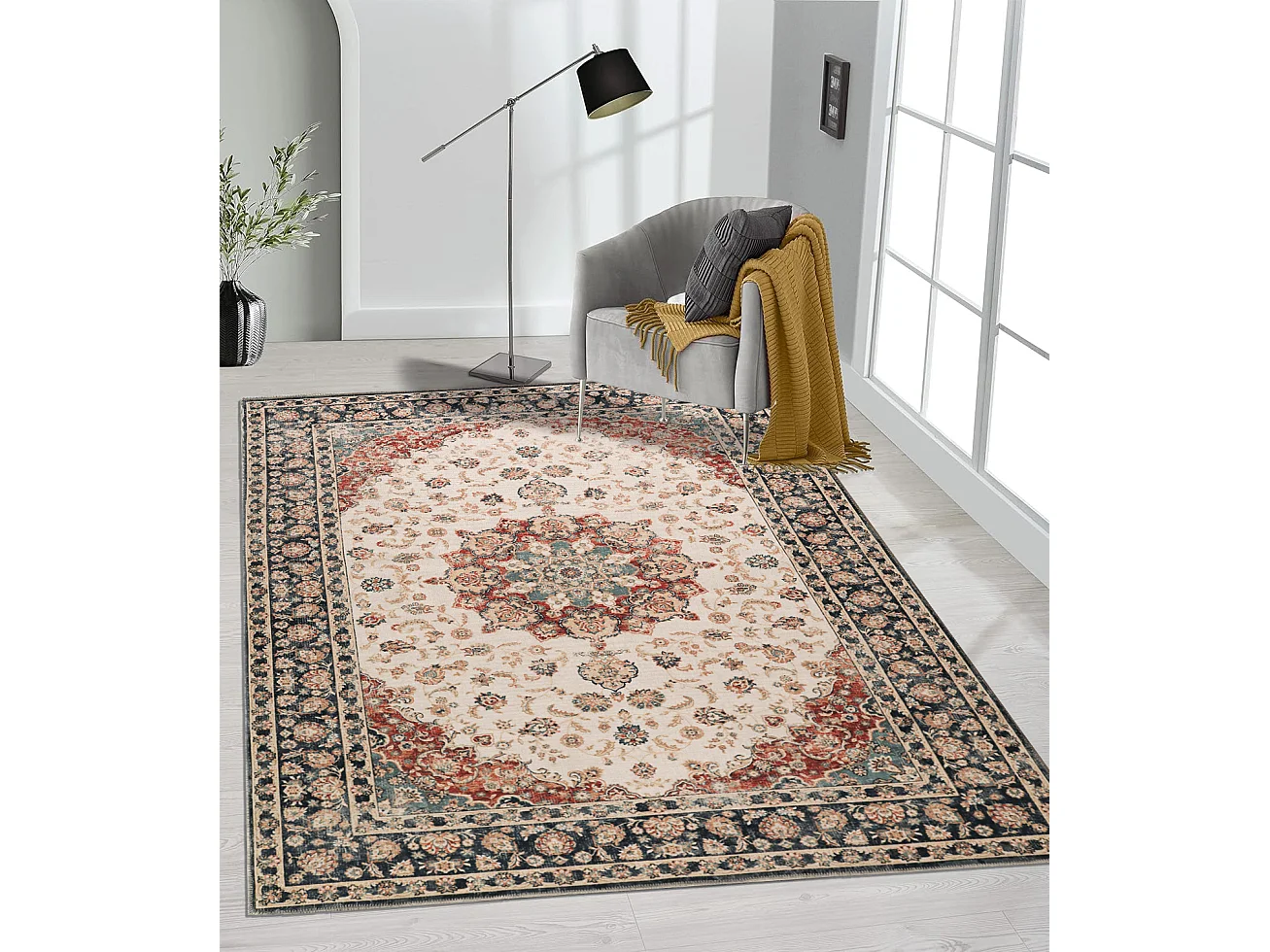 Tapis Zen classique lavable, Crème Multi, 160 x 230 cm