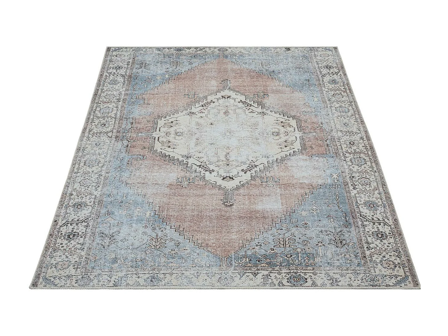 Tapis Zen classique lavable, Bleu Rose, 160 x 230 cm