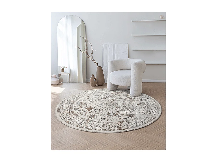 Tapis Mila brillant, classique vintage, Crème, 200 cm, Rond