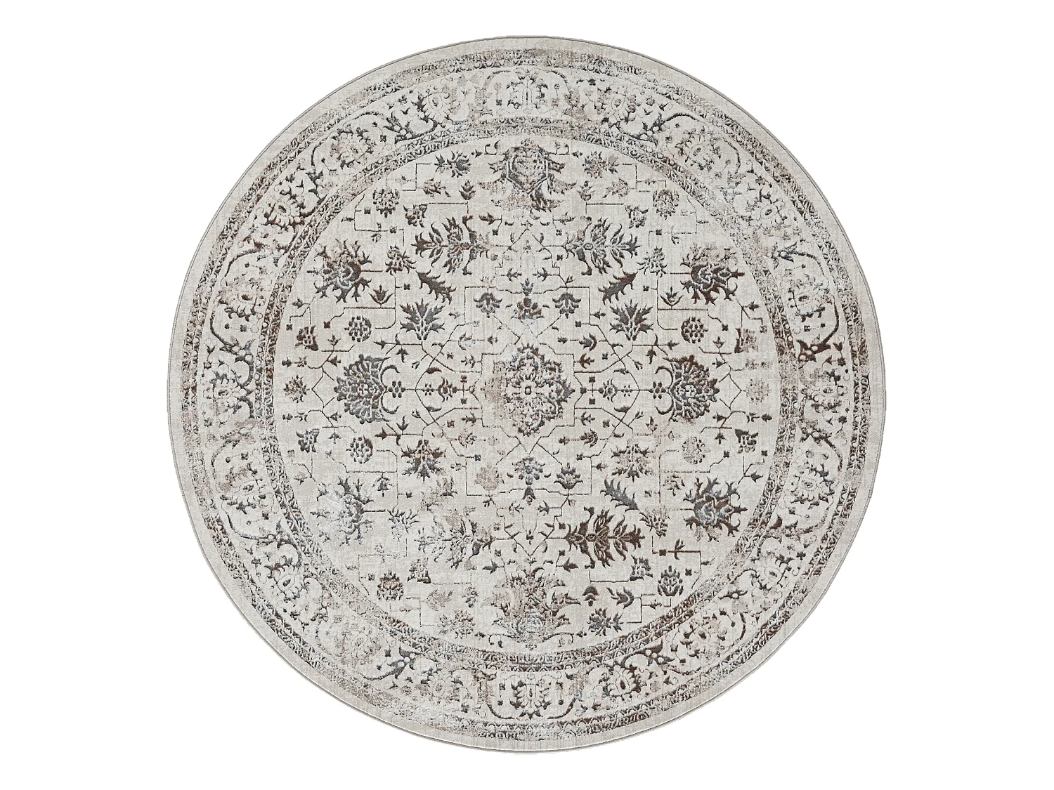 Tapis Mila brillant, classique vintage, Crème, 200 cm, Rond