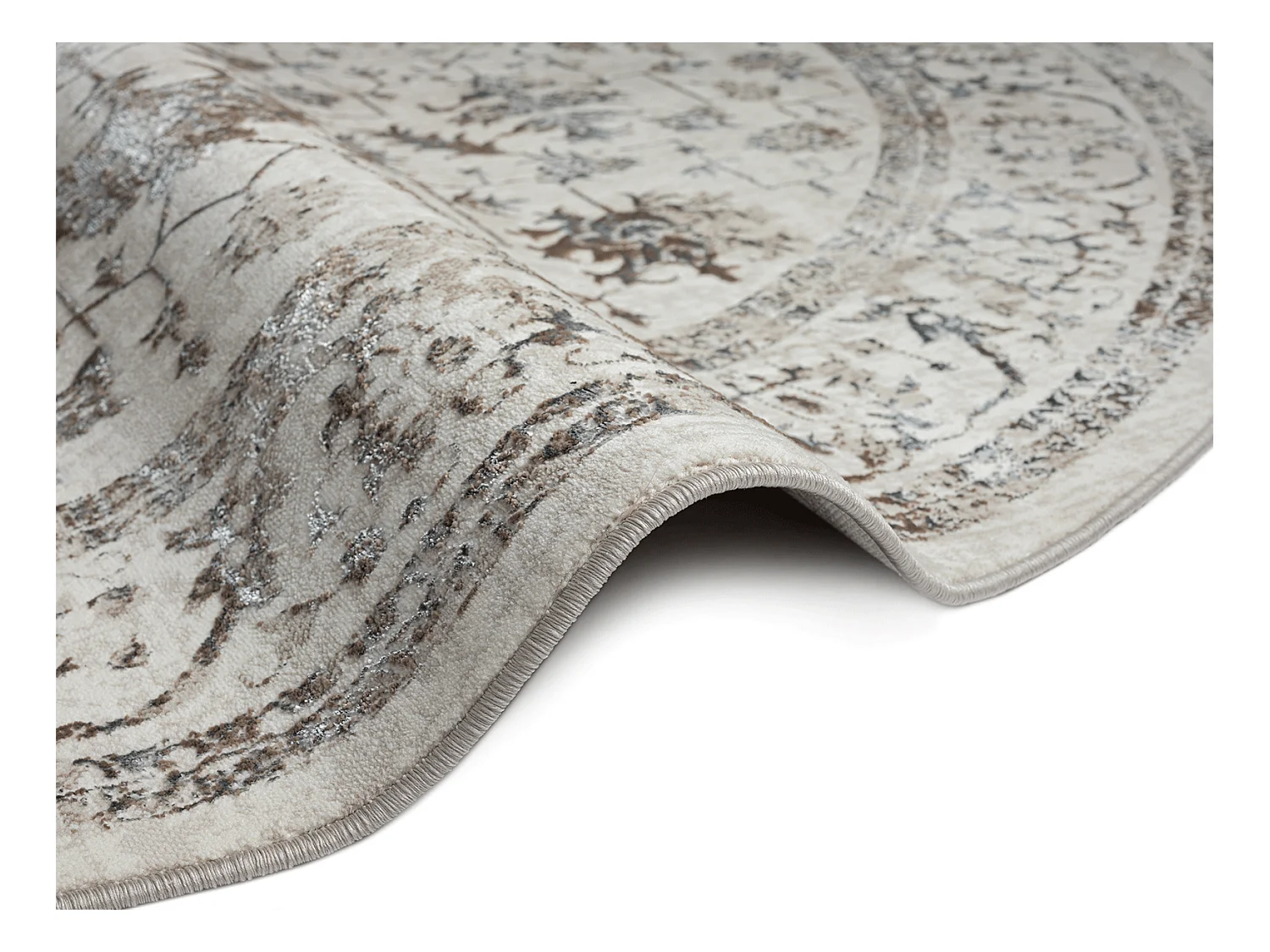 Tapis Mila brillant, classique vintage, Crème, 200 cm, Rond