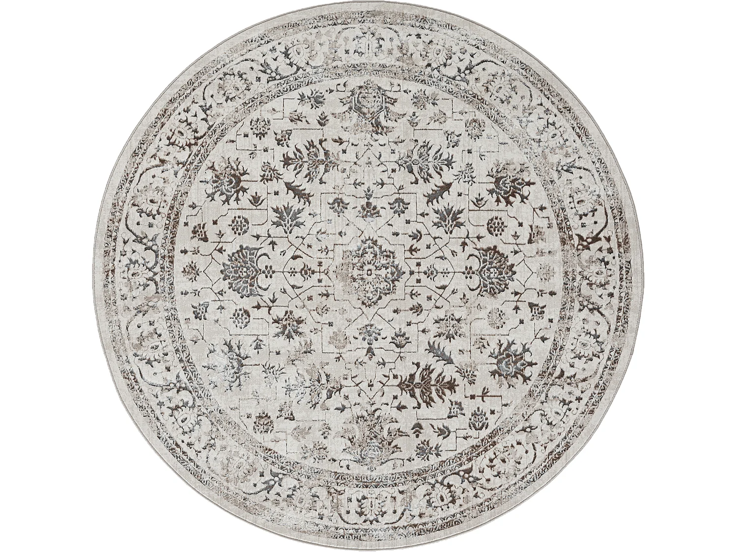 Tapis Mila brillant, classique vintage, Crème, 200 cm, Rond
