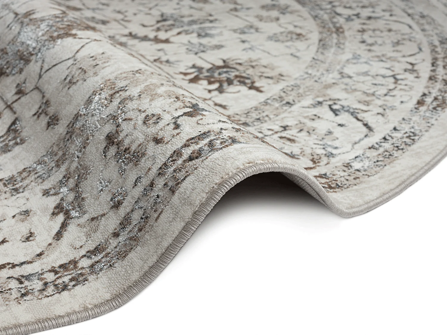 Tapis Mila brillant, classique vintage, Crème, 200 cm, Rond