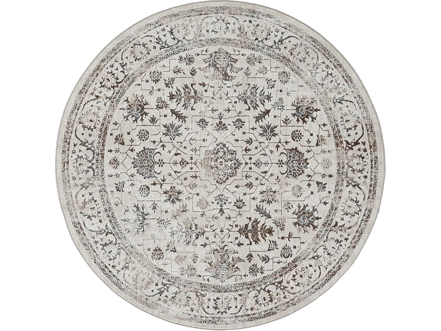 Tapis Mila brillant, classique vintage, Crème, 200 cm, Rond