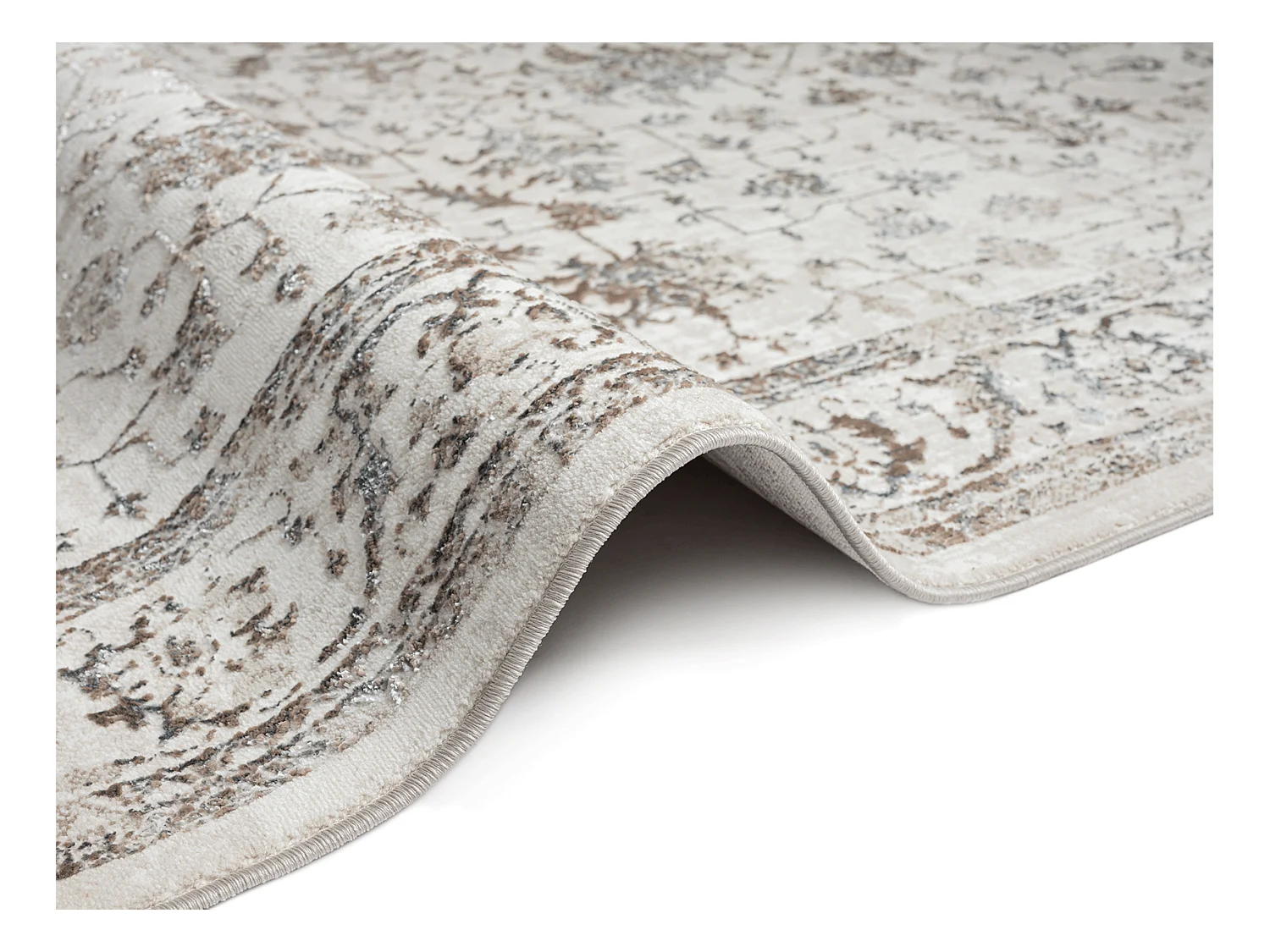 Tapis Mila brillant, classique vintage, Crème, 140 x 200 cm