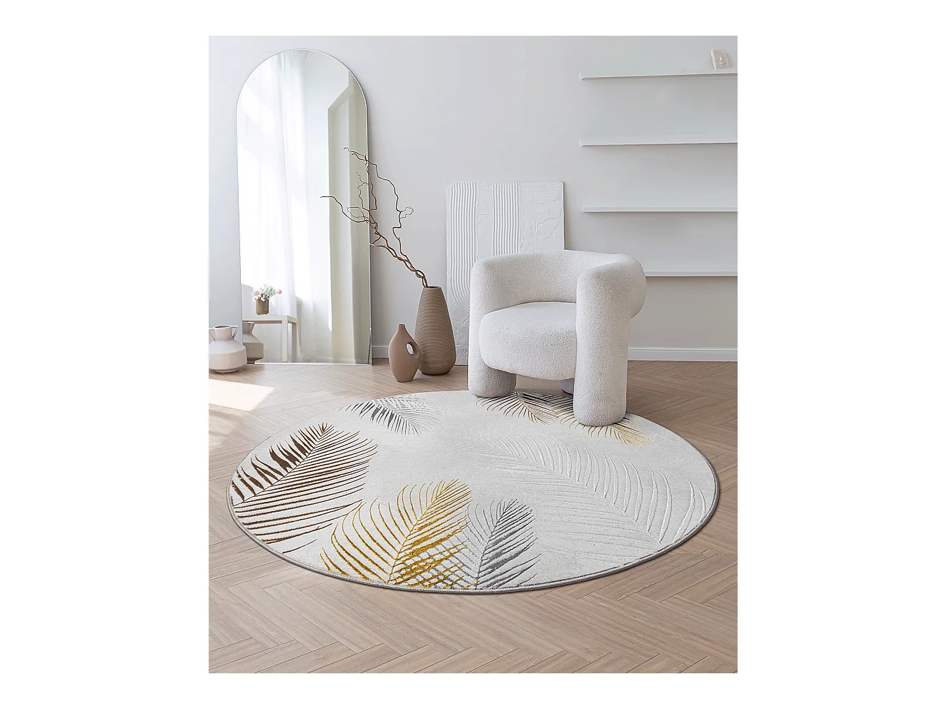 Teppich Mila Elegant Glänzend, Cream, 200 cm, rund