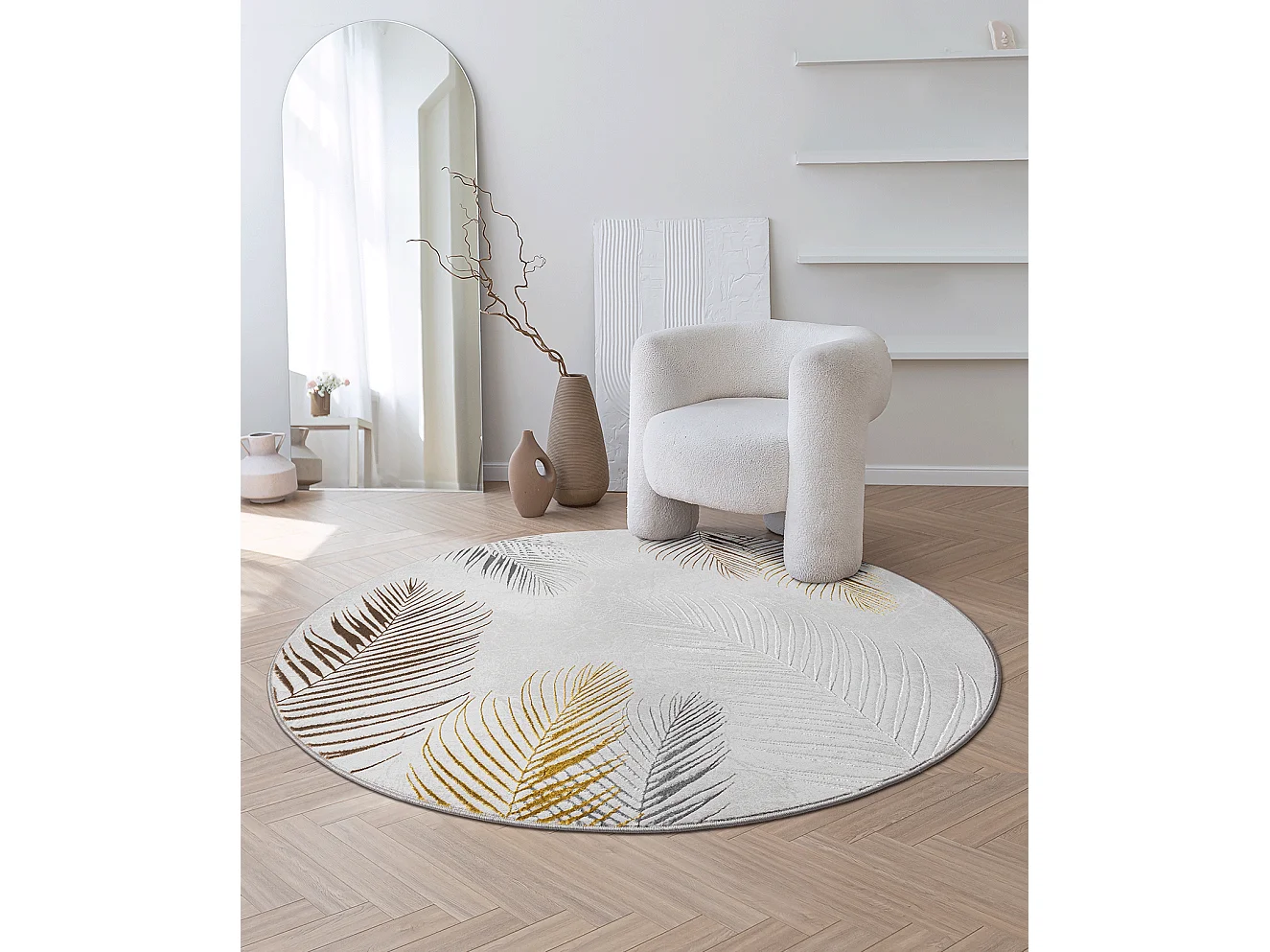 Tapis Mila brillant, élégant brillant, Crème, 200 cm, Rond