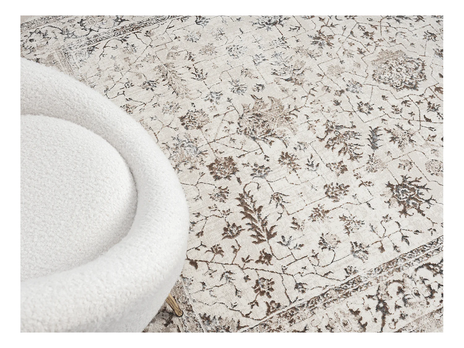 Tapis Mila brillant, classique vintage, Crème, 80 x 300 cm