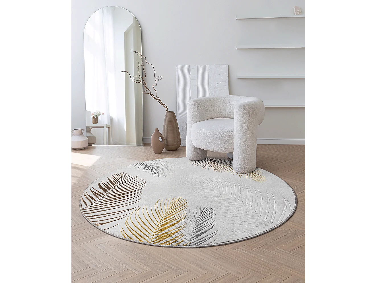 Tapis Mila brillant, élégant brillant, Gris, 200 cm, Rond