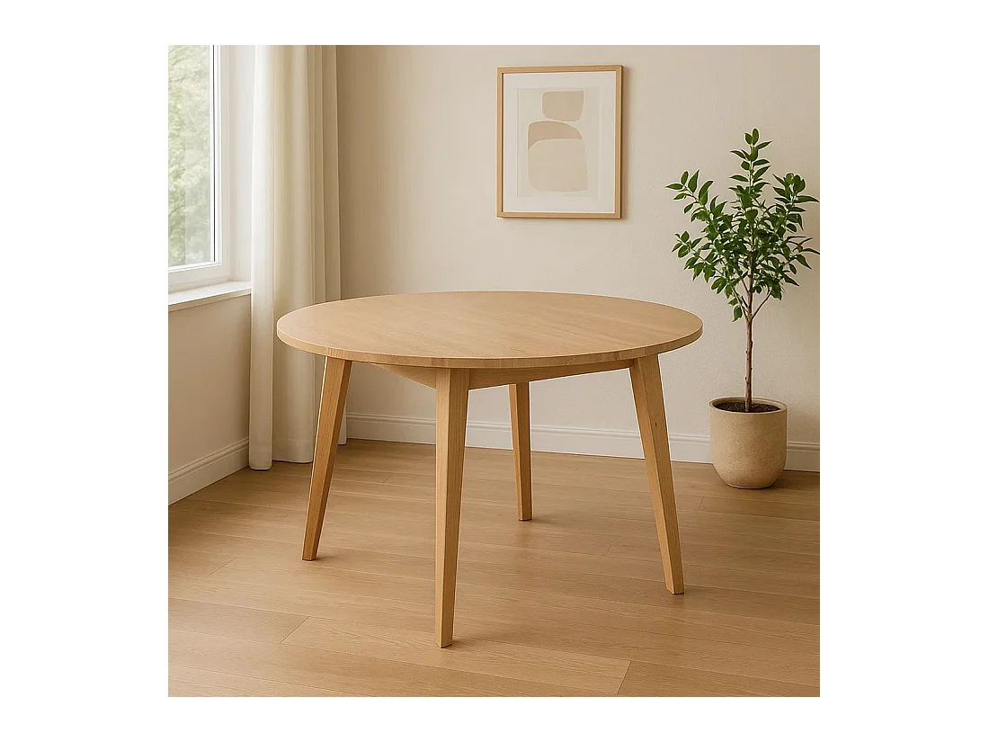 Stół okrągły 100 cm drewniany kolor dębowy Mesa