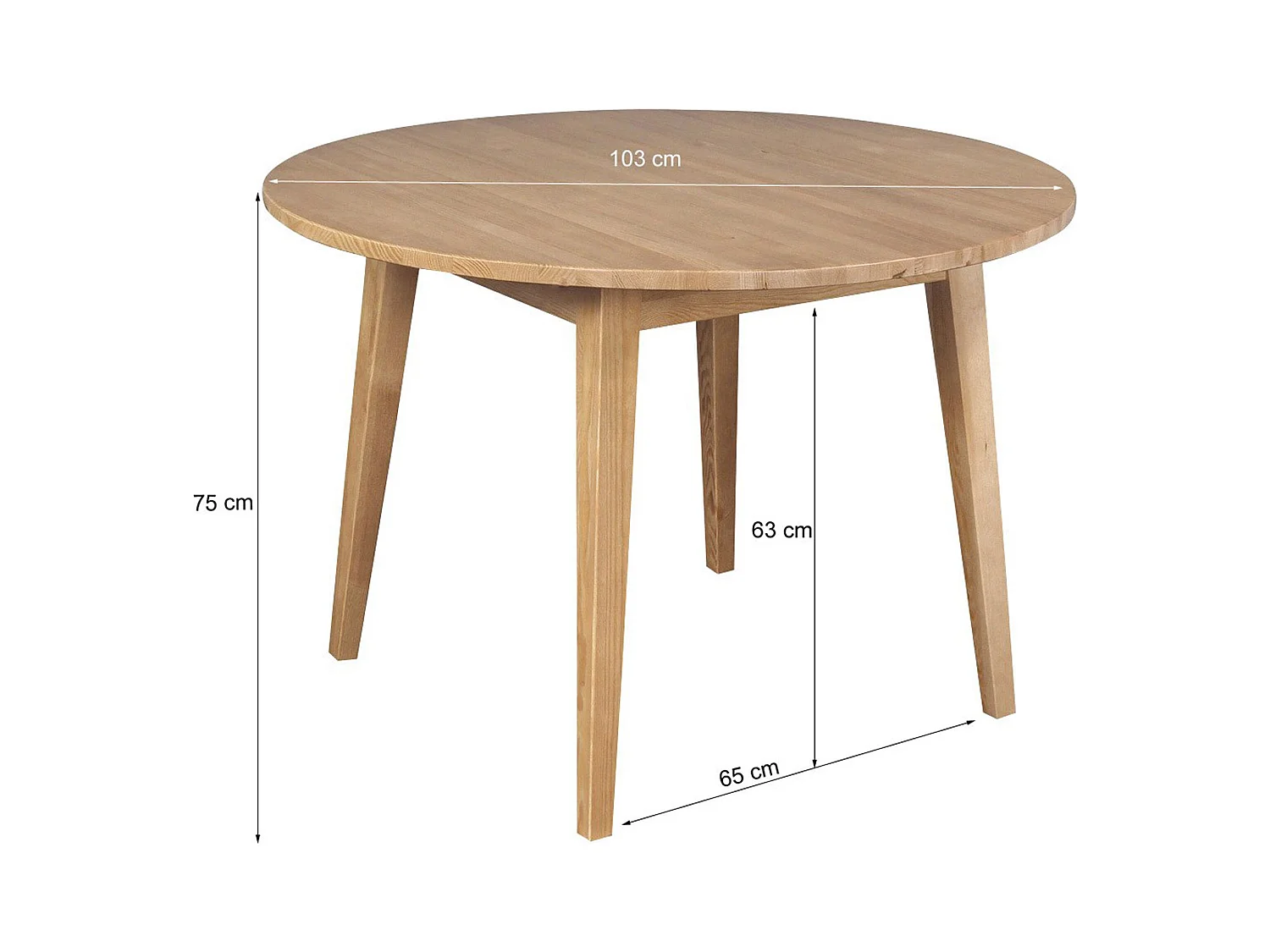 Stół okrągły 100 cm drewniany kolor dębowy Mesa