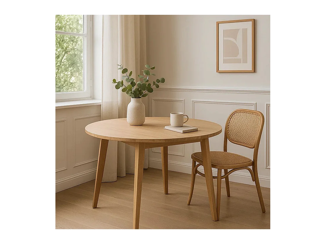 Stół okrągły 100 cm drewniany kolor dębowy Mesa