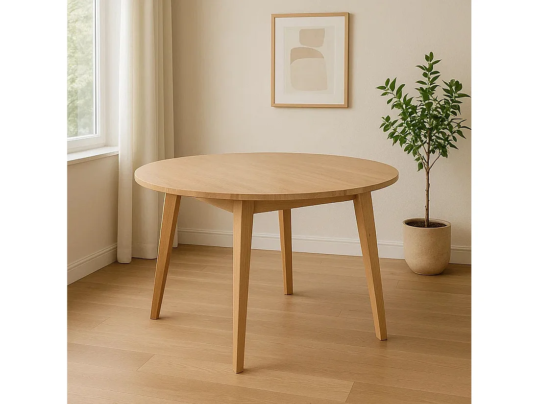 Stół okrągły 100 cm drewniany kolor dębowy Mesa