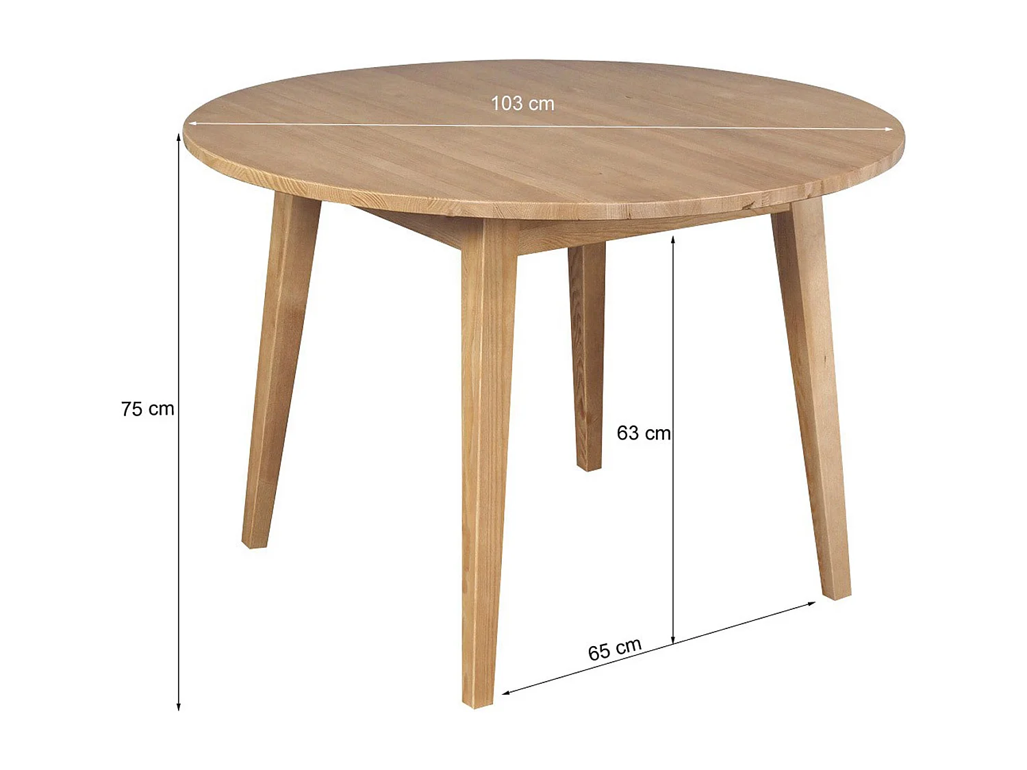 Stół okrągły 100 cm drewniany kolor dębowy Mesa