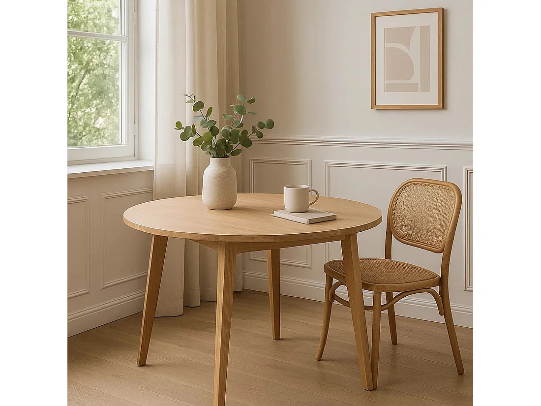 Stół okrągły 100 cm drewniany kolor dębowy Mesa