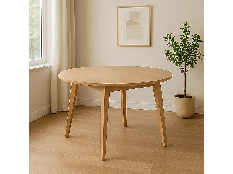 Stół okrągły 100 cm drewniany kolor dębowy Mesa