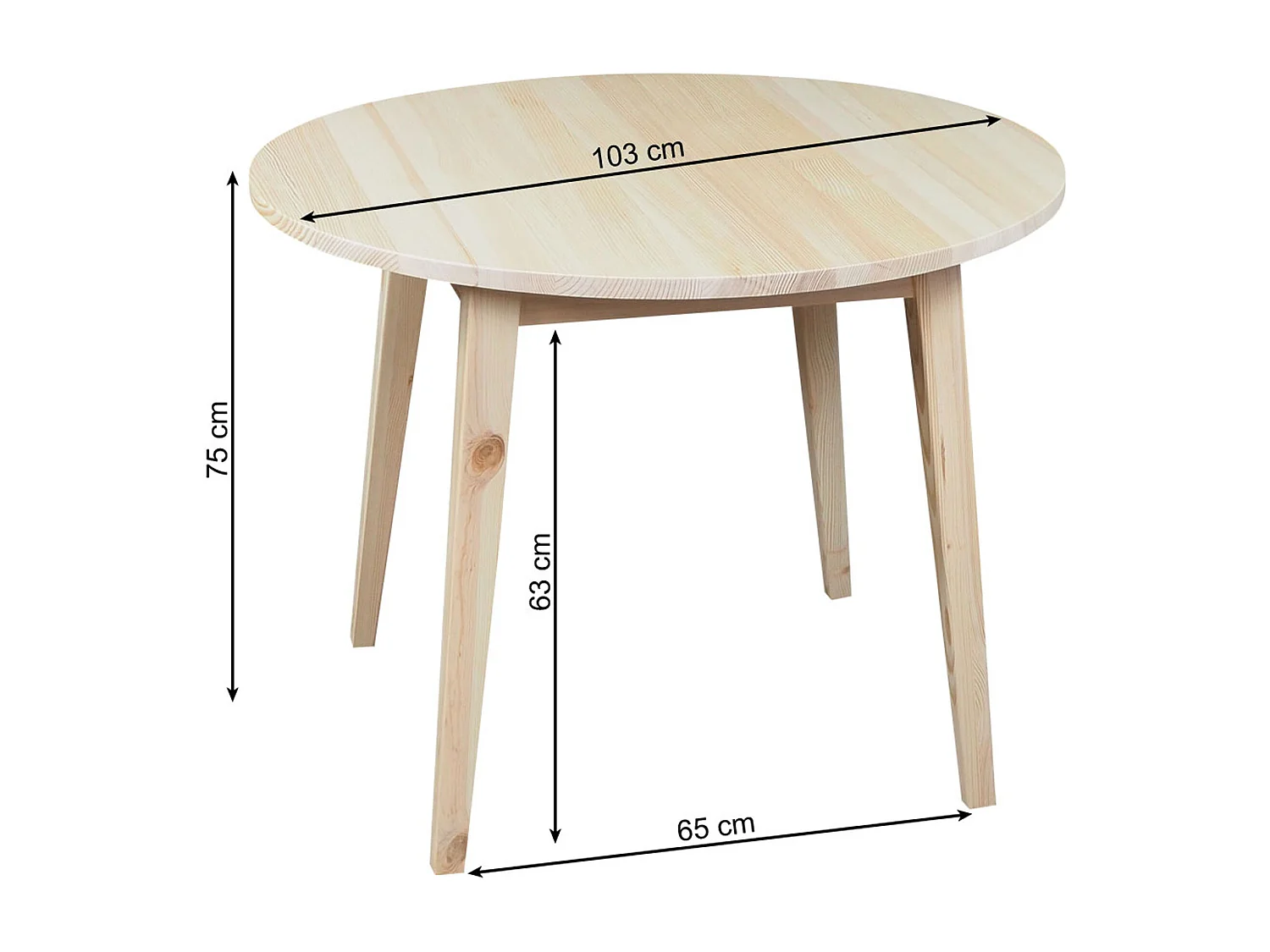 Stół okrągły 100 cm drewniany sosnowy Mesa