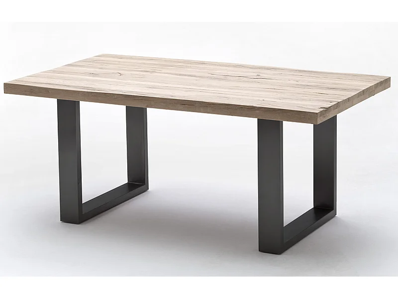 Table à manger en chêne massif chaulé/anthracite - L.200 x H.76 x P.100 cm