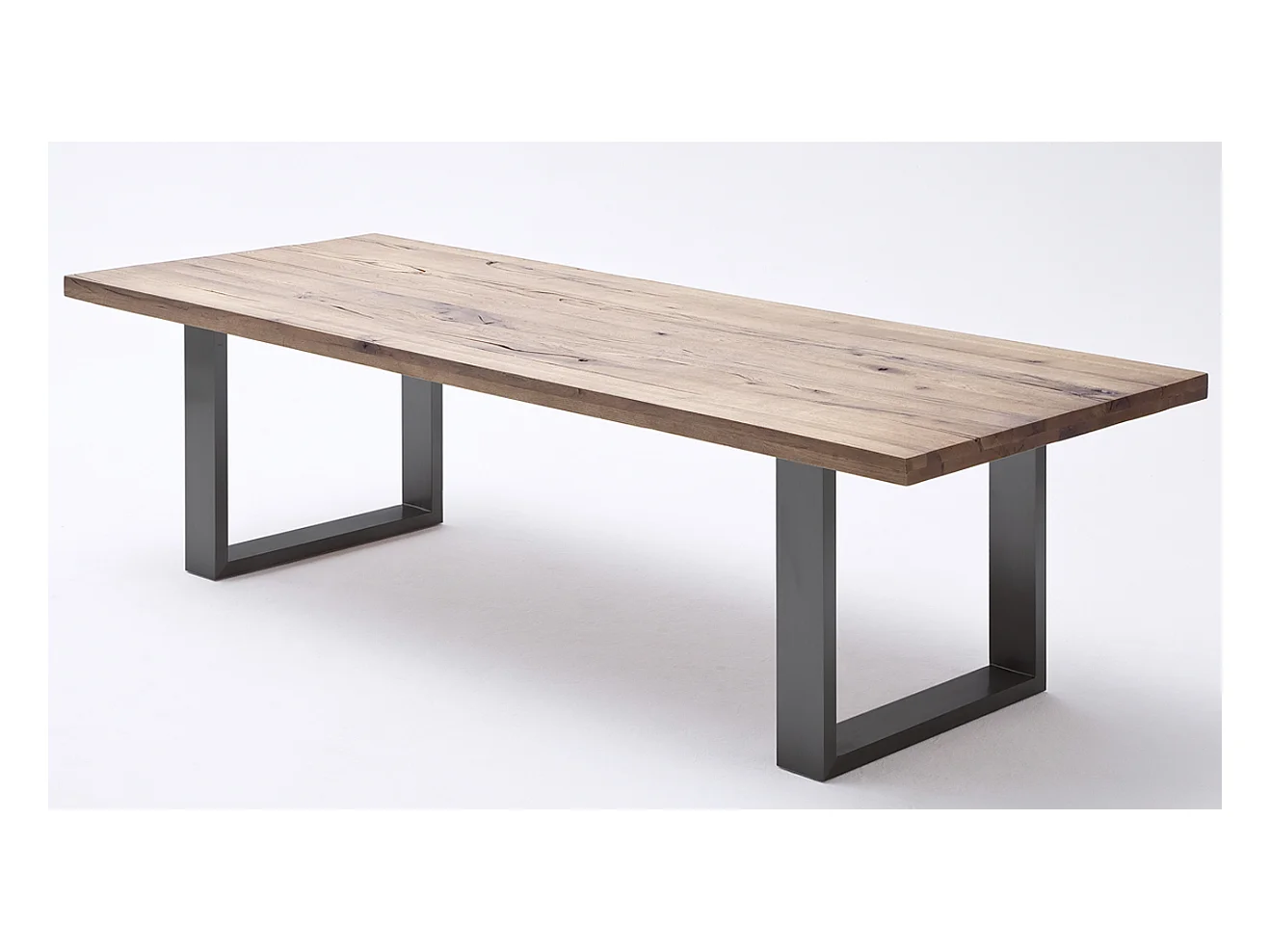 Table à manger en chêne massif bassano/anthracite - L220 x H76 x P100 cm