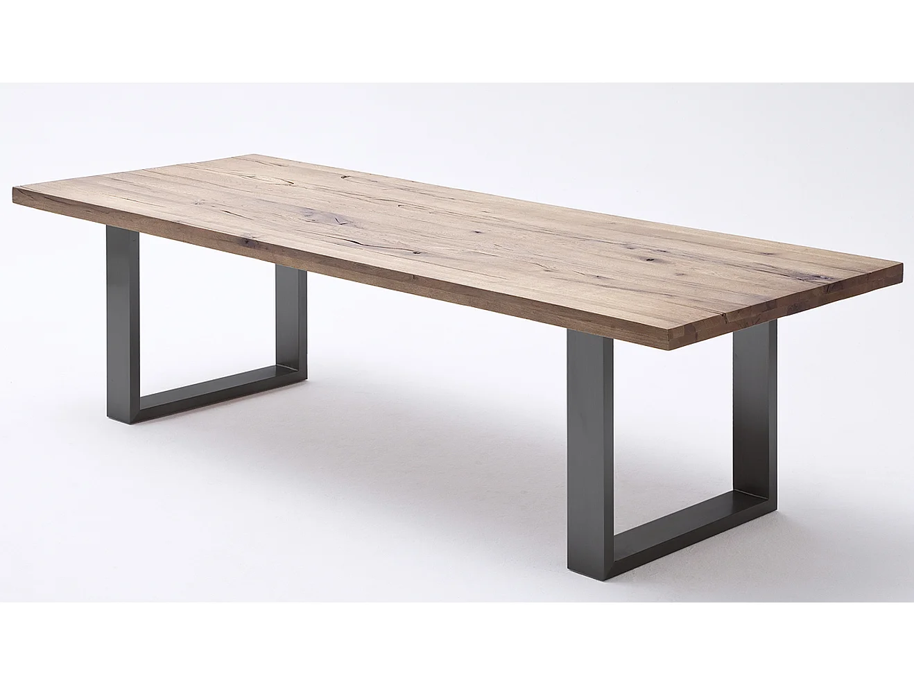 Table à manger en chêne massif bassano/anthracite - L240 x H76 x P100 cm