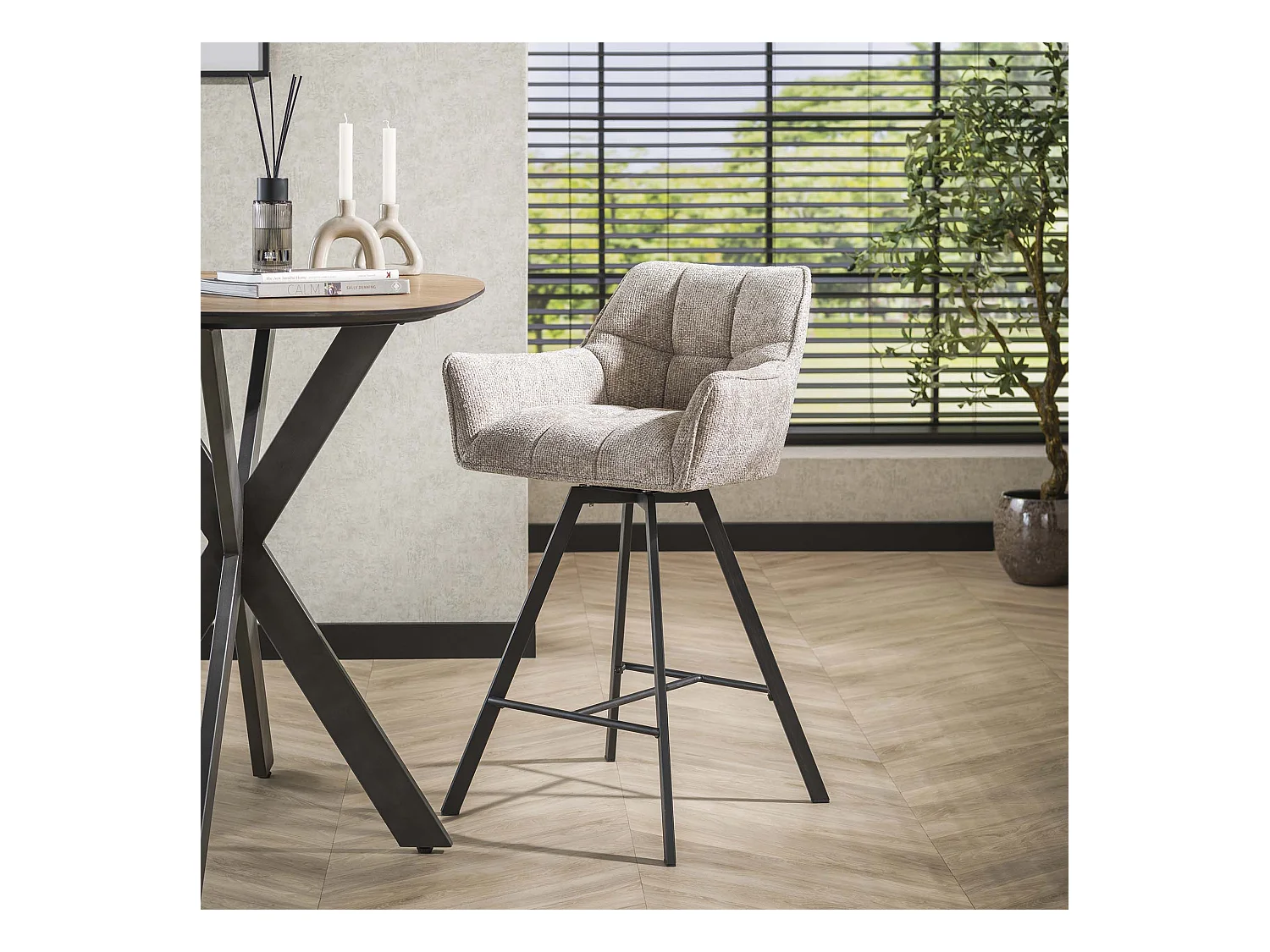 Tabouret de bar pivotant Raster - 2 pièces - Couleur sable riche
