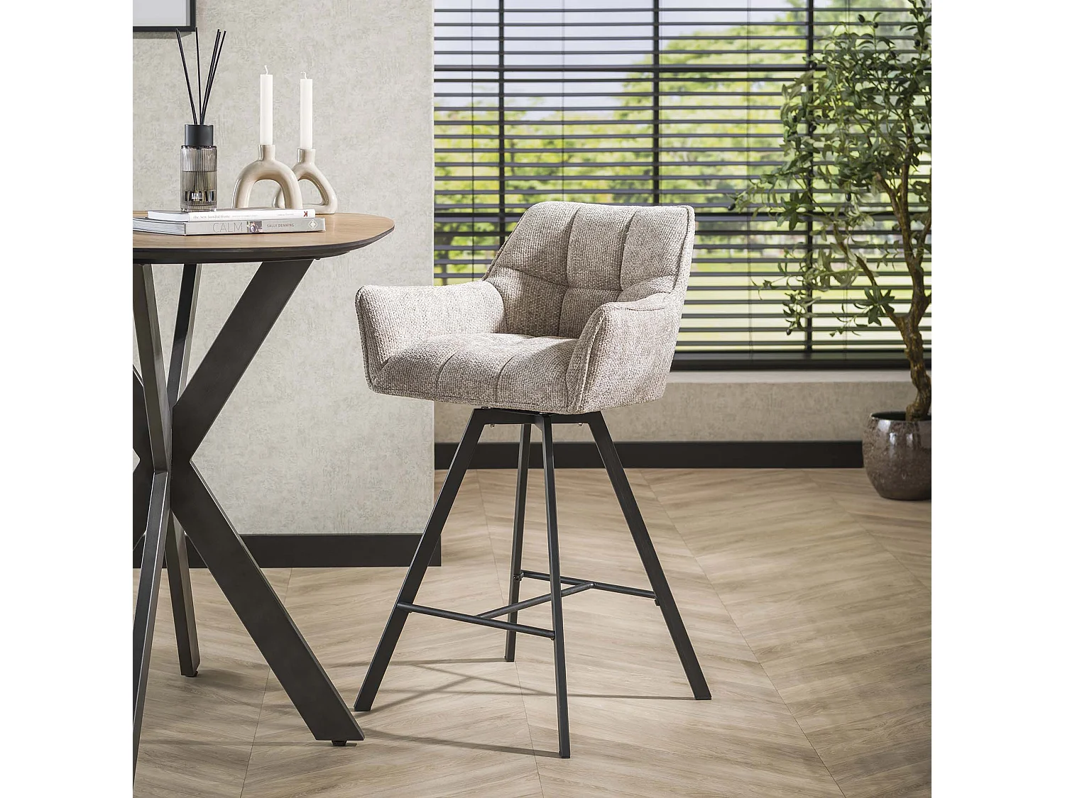 Tabouret de bar pivotant Raster - 2 pièces - Couleur sable riche