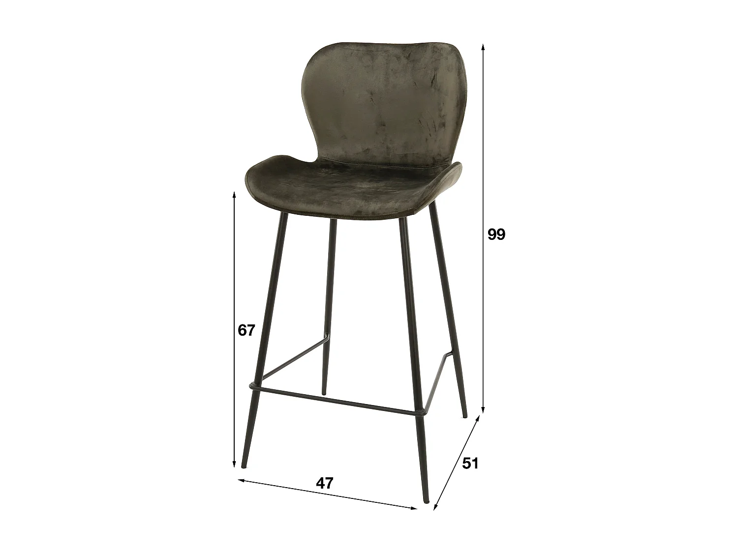 Tabouret de bar Velours - Anthracite - 4 pièces