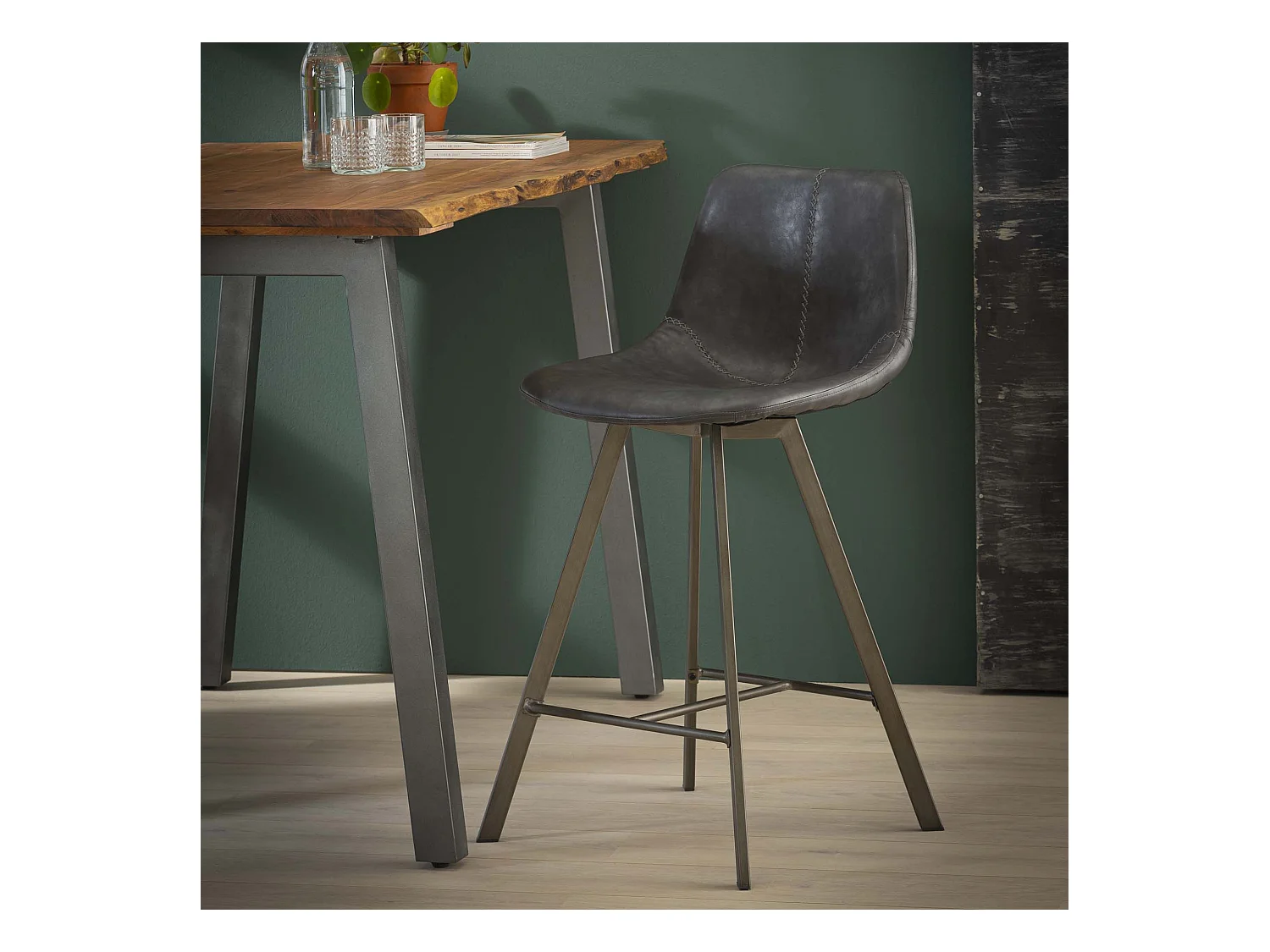 Tabouret de bar Zig-Zag - Noir - 4 pièces - 47x51x94