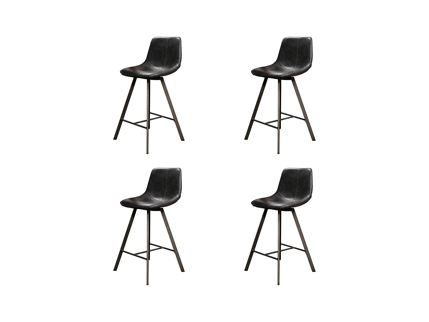 Tabouret de bar Zig-Zag - Noir - 4 pièces - 47x51x94
