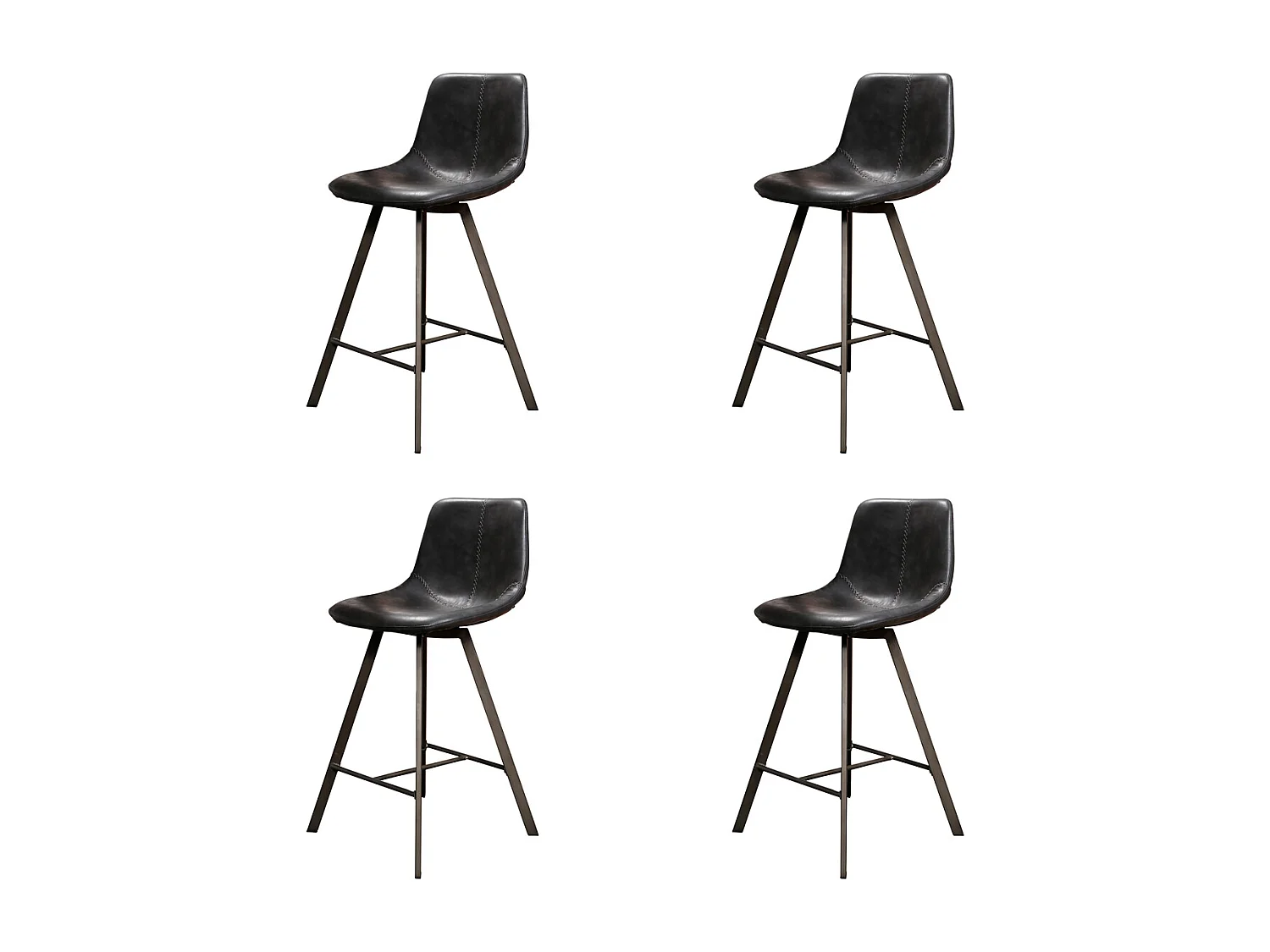 Tabouret de bar Zig-Zag - Noir - 4 pièces - 47x51x94