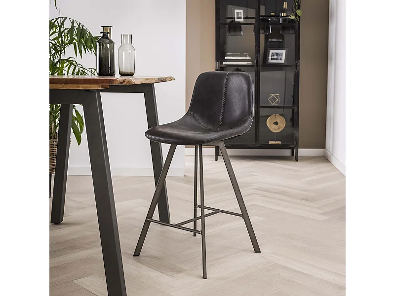 Barstoel Zig-Zag - Zwart - 4 Stuks - 47x51x94