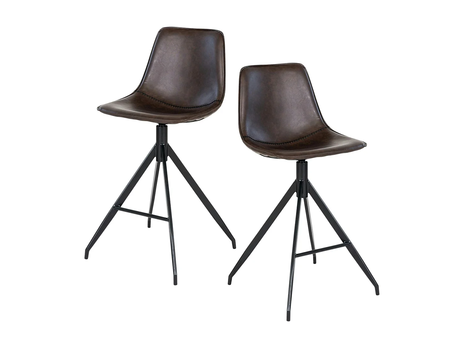Tabouret de bar marron avec couture (lot de 2) AMSTERDAM